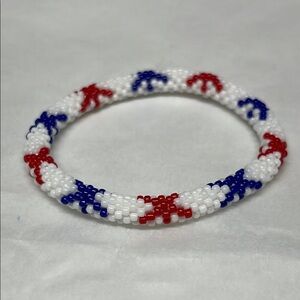 Sashka Handmade Red, White, and Blue Beaded Bracelet